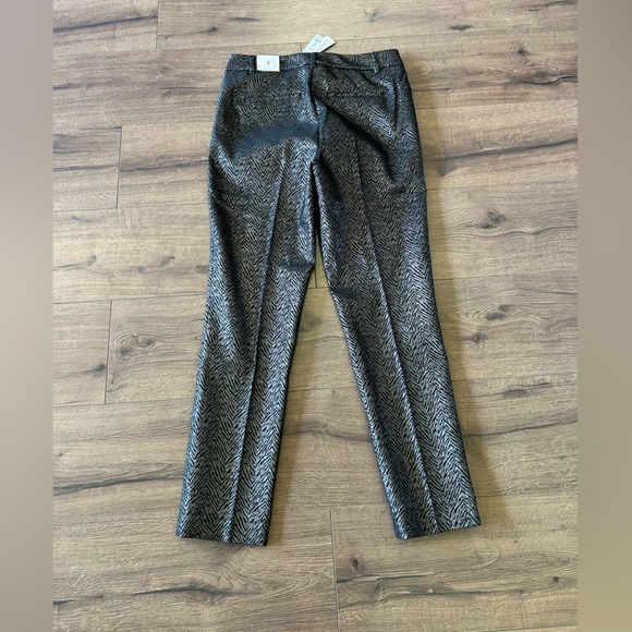 NWT WHITE HOUSE BLACK MARKET WOMENS SLACKS SLIM ANKLE BLACK SILVER SIZE 4R - Picture 3 of 9